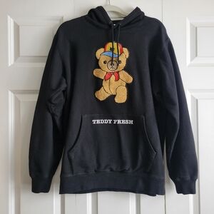 Teddy Fresh Mens Size Large Black Cotton Blend Sweatshirt Hoodie